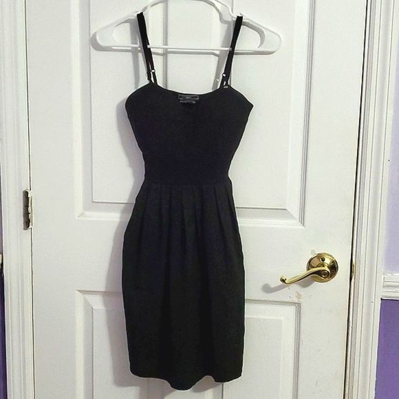OBEY Party Evening Black Sweetheart Flowy Pleated Mini Dress - Picture 1 of 8